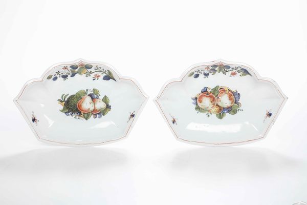 Coppia di vassoietti.<BR>Nove, Manifattura Antonibon, 1750-1770 circa.  - Asta Maioliche e Porcellane da Collezione - Associazione Nazionale - Case d'Asta italiane