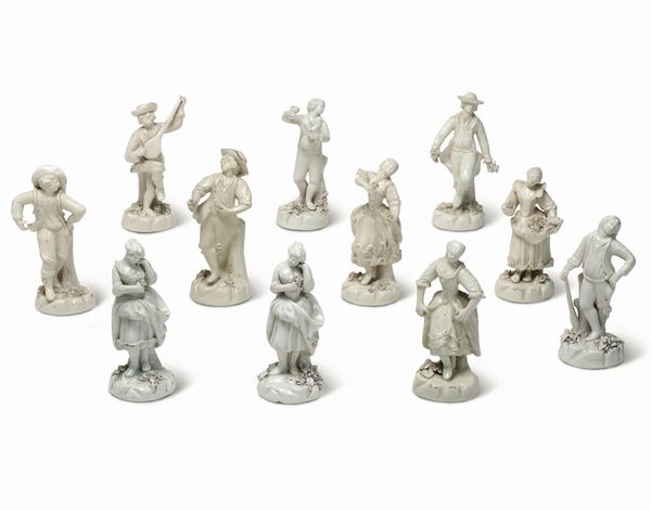 Undici figurine di contadini.<BR>Nove, XIX secolo.<BR>  - Asta Maioliche e Porcellane da Collezione - Associazione Nazionale - Case d'Asta italiane