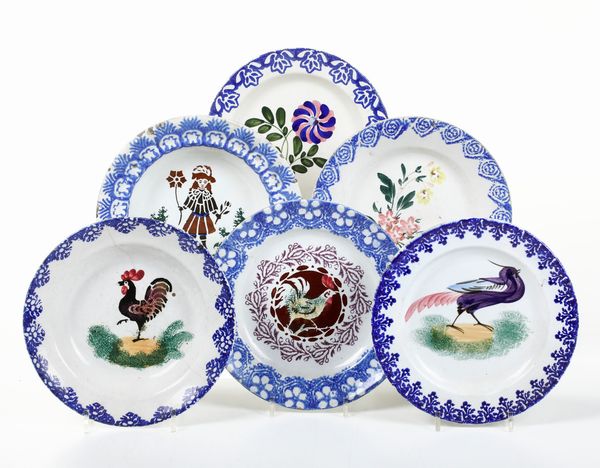 Sei piatti popolari.<BR>Veneto, seconda met� del XIX secolo e inizio del XX secolo.  - Asta Maioliche e Porcellane da Collezione - Associazione Nazionale - Case d'Asta italiane