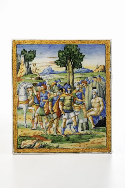 Coppia di targhe<BR>Probabilmente Pesaro, Manifattura Molaroni,  inizio XX secolo<BR>  - Asta Maioliche e Porcellane da Collezione - Associazione Nazionale - Case d'Asta italiane