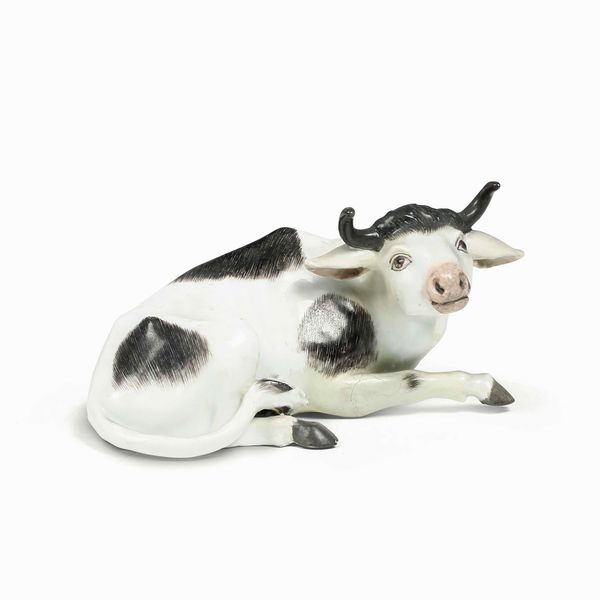Figurina di bovino.<BR>Meissen, 1740-1750.  - Asta Maioliche e Porcellane da Collezione - Associazione Nazionale - Case d'Asta italiane