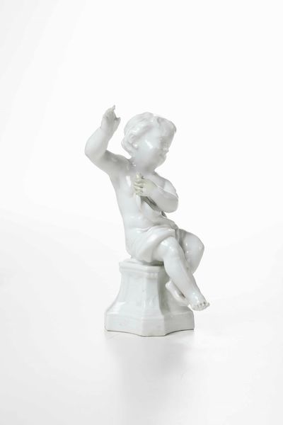 Figurina di putto.<BR>Vienna, Manifattura Imperiale, 1750 circa.  - Asta Maioliche e Porcellane da Collezione - Associazione Nazionale - Case d'Asta italiane