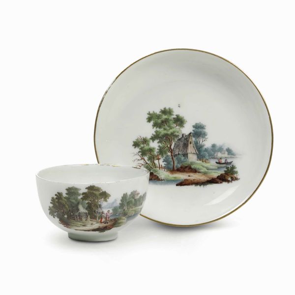 Tazza con piattino.<BR>Zurigo, 1775 circa.  - Asta Maioliche e Porcellane da Collezione - Associazione Nazionale - Case d'Asta italiane