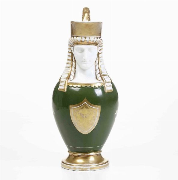 Brocca.<BR>Probabilmente Parigi, prima met� del XIX secolo.  - Asta Maioliche e Porcellane da Collezione - Associazione Nazionale - Case d'Asta italiane