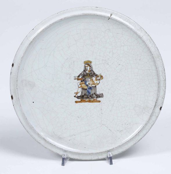 Alzatina raffigurante la deposizione.<BR>Deruta, XVII secolo.  - Asta Maioliche e Porcellane da Collezione - Associazione Nazionale - Case d'Asta italiane