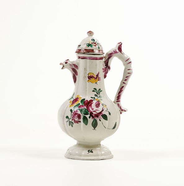 Caffettiera.<BR>Probabilmente Monte Milone (Pollenza), seconda met� del XVIII secolo.  - Asta Maioliche e Porcellane da Collezione - Associazione Nazionale - Case d'Asta italiane