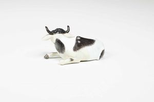 Figurina di bovino.<BR>Meissen, 1740-1750.  - Asta Maioliche e Porcellane da Collezione - Associazione Nazionale - Case d'Asta italiane