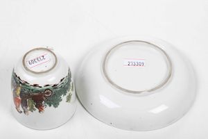 Tazza con piattino.<BR>Germania, Manifattura di Nymphenburg, 1765-1770.  - Asta Maioliche e Porcellane da Collezione - Associazione Nazionale - Case d'Asta italiane