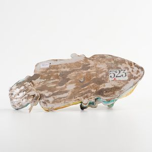 Acquasantiera.<BR>Fabbrica napoletana, XVIII o XIX secolo.  - Asta Maioliche e Porcellane da Collezione - Associazione Nazionale - Case d'Asta italiane