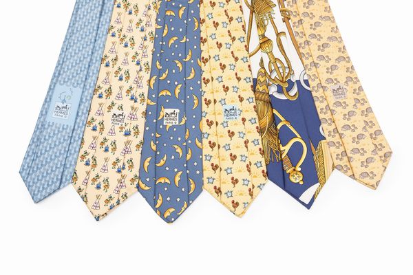 Hermès : Lotto di 6 cravatte  - Asta Luxury Fashion - Associazione Nazionale - Case d'Asta italiane