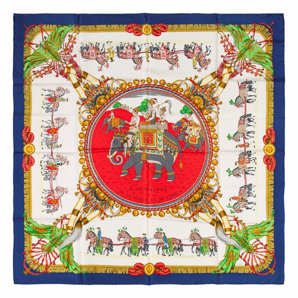 Hermès : Foulard Capara�ons de la France et de l'Inde  - Asta Luxury Fashion - Associazione Nazionale - Case d'Asta italiane