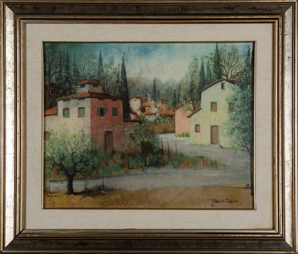 Paolo Toschi : Paesaggio con case  - Asta Arte Moderna e Contemporanea - Associazione Nazionale - Case d'Asta italiane