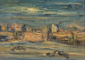 Giovanni Stradone : Paesaggio notturno  - Asta Arte Moderna e Contemporanea - Associazione Nazionale - Case d'Asta italiane