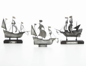 Tre velieri. Argenteria italiana del XX secolo, bolli degli argentieri consunti  - Asta Argenti - Associazione Nazionale - Case d'Asta italiane