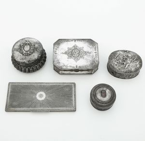 Lotti di 5 scatole. Argenteria italiana del XX secolo  - Asta Argenti - Associazione Nazionale - Case d'Asta italiane