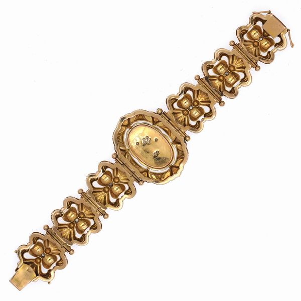 Antico bracciale  in oro giallo 18kt decorato con smalto  - Asta Gioielli e Orologi - Associazione Nazionale - Case d'Asta italiane