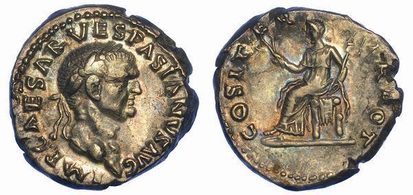 VESPASIANO, 69-79. Denario, anno 70. Roma.  - Asta Numismatica - Associazione Nazionale - Case d'Asta italiane