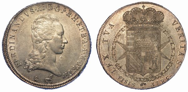 FIRENZE. FERDINANDO III DI LORENA, 1790-1801 (I periodo). Francescone 1795.  - Asta Numismatica - Associazione Nazionale - Case d'Asta italiane