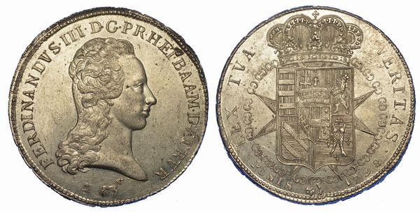FIRENZE. FERDINANDO III DI LORENA, 1790-1801 (I periodo). Francescone 1798.  - Asta Numismatica - Associazione Nazionale - Case d'Asta italiane