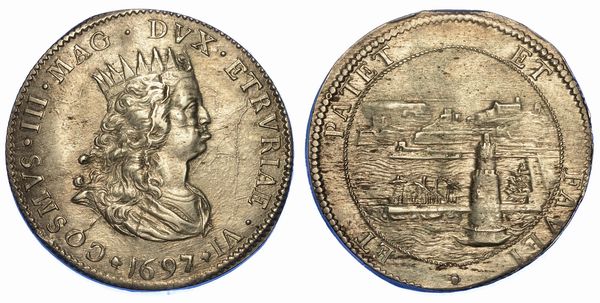 LIVORNO. COSIMO III DE MEDICI, 1670-1723. Tollero 1697.  - Asta Numismatica - Associazione Nazionale - Case d'Asta italiane