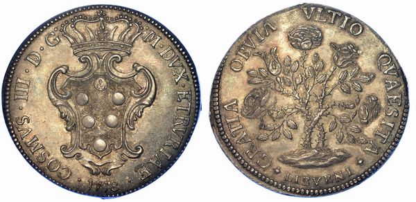 LIVORNO. COSIMO III DE' MEDICI, 1670-1723. Pezza della rosa 1718.  - Asta Numismatica - Associazione Nazionale - Case d'Asta italiane