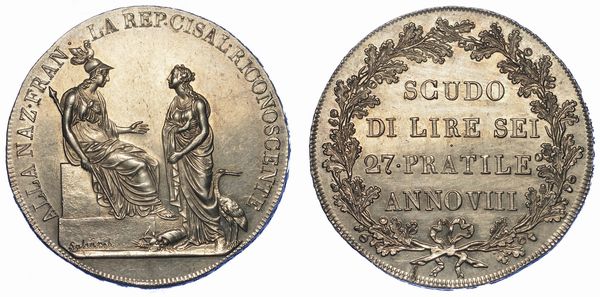 MILANO. REPUBBLICA CISALPINA, 1800-1802. Scudo da 6 Lire A. VIII.  - Asta Numismatica - Associazione Nazionale - Case d'Asta italiane