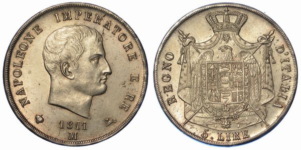 MILANO. NAPOLEONE, 1805-1814. 5 Lire 1811.  - Asta Numismatica - Associazione Nazionale - Case d'Asta italiane
