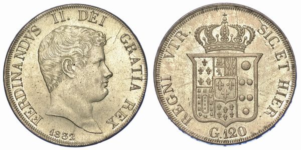 NAPOLI. FERDINANDO II DI BORBONE, 1830-1859. Piastra da 120 Grana 1832.  - Asta Numismatica - Associazione Nazionale - Case d'Asta italiane
