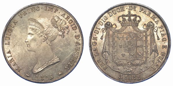 PARMA. MARIA LUIGIA DAUSTRIA, 1815-1847. 5 Lire 1815.  - Asta Numismatica - Associazione Nazionale - Case d'Asta italiane