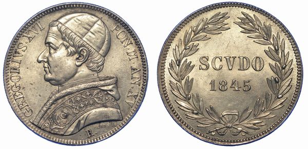 ROMA. GREGORIO XVI, 1831-1846. Scudo 1845/A. XV.  - Asta Numismatica - Associazione Nazionale - Case d'Asta italiane
