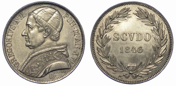 ROMA. GREGORIO XVI, 1831-1846. Scudo 1846/A. XVI.  - Asta Numismatica - Associazione Nazionale - Case d'Asta italiane