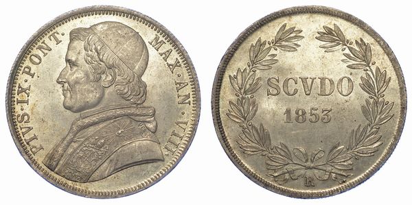 ROMA. PIO IX, 1846-1878. Scudo 1853/A. VIII.  - Asta Numismatica - Associazione Nazionale - Case d'Asta italiane