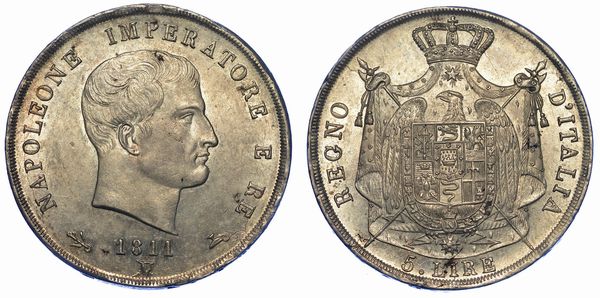 VENEZIA. NAPOLEONE, 1805-1814. 5 Lire 1811.  - Asta Numismatica - Associazione Nazionale - Case d'Asta italiane