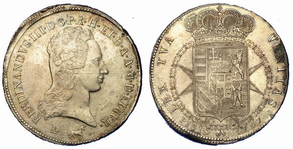 FIRENZE. FERDINANDO III DI LORENA, 1790-1801. Francescone 1797.  - Asta Numismatica - Associazione Nazionale - Case d'Asta italiane