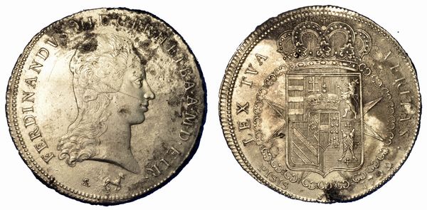 FIRENZE. FERDINANDO III DI LORENA, 1790-1801. Francescone 1799.  - Asta Numismatica - Associazione Nazionale - Case d'Asta italiane