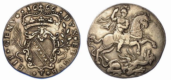 GENOVA. DOGI BIENNALI, 1528-1797. SERIE DELLA III FASE, 1637-1797. 8 Reali 1666.  - Asta Numismatica - Associazione Nazionale - Case d'Asta italiane