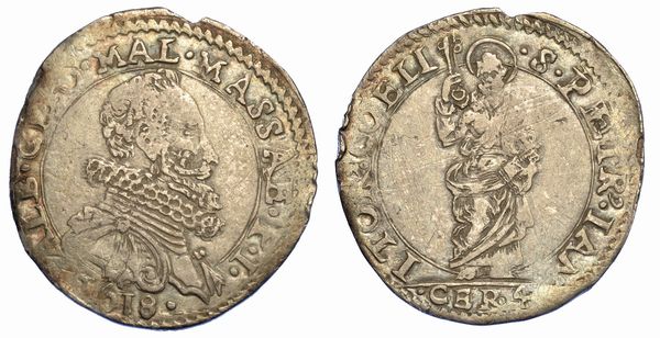 MASSA DI LUNIGIANA. ALBERICO I CYBO MALASPINA, 1568-1623 (II periodo). Da 4 Cervie 1618.  - Asta Numismatica - Associazione Nazionale - Case d'Asta italiane