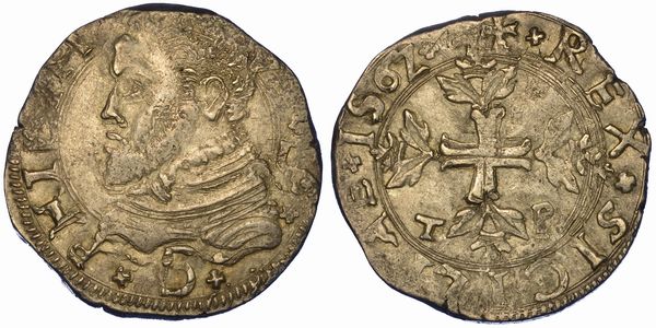 MESSINA. FILIPPO II DASBURGO, 1556-1598. Da 3 Tar 1562.  - Asta Numismatica - Associazione Nazionale - Case d'Asta italiane
