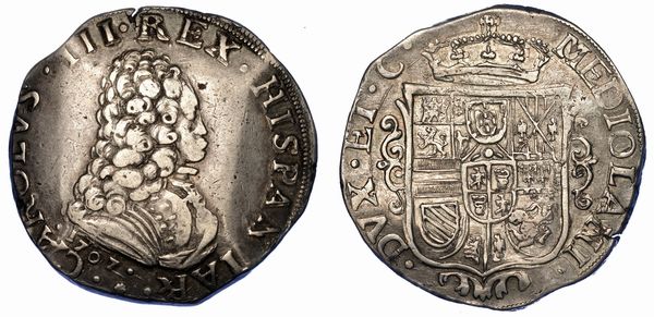 MILANO. CARLO III (poi VI), 1706-1711 (I periodo: Re di Spagna e Duca di Milano). Filippo o Carlo 1707.  - Asta Numismatica - Associazione Nazionale - Case d'Asta italiane