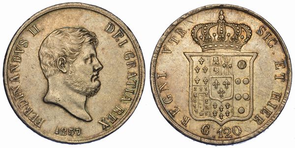 NAPOLI. FERDINANDO II DI BORBONE, 1830-1859. Piastra da 120 Grana 1857.  - Asta Numismatica - Associazione Nazionale - Case d'Asta italiane