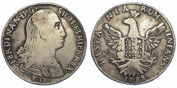 PALERMO. FERDINANDO III DI BORBONE, 1759-1816. 12 Tar 1798.  - Asta Numismatica - Associazione Nazionale - Case d'Asta italiane