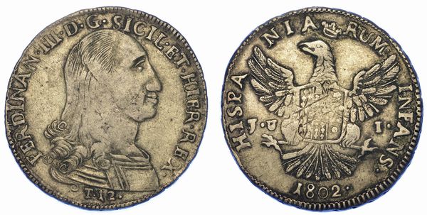 PALERMO. FERDINANDO III DI BORBONE, 1759-1816. 12 Tar 1802.  - Asta Numismatica - Associazione Nazionale - Case d'Asta italiane