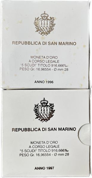 SAN MARINO. Lotto di due astucci.  - Asta Numismatica - Associazione Nazionale - Case d'Asta italiane