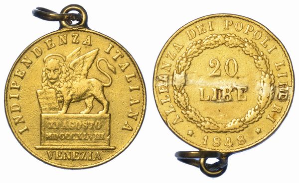 VENEZIA. GOVERNO PROVVISORIO DI VENEZIA, 1848-1849. 20 Lire 1848.  - Asta Numismatica - Associazione Nazionale - Case d'Asta italiane