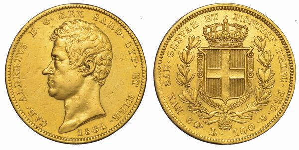 REGNO DI SARDEGNA. CARLO ALBERTO DI SAVOIA, 1831-1849. 100 Lire 1834. Torino.  - Asta Numismatica - Associazione Nazionale - Case d'Asta italiane