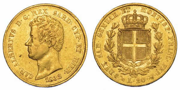 REGNO DI SARDEGNA. CARLO ALBERTO DI SAVOIA, 1831-1849. 20 Lire 1832. Genova.  - Asta Numismatica - Associazione Nazionale - Case d'Asta italiane