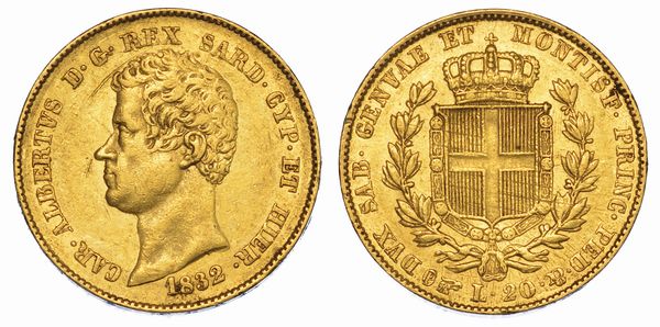 REGNO DI SARDEGNA. CARLO ALBERTO DI SAVOIA, 1831-1849. 20 Lire 1832. Torino.  - Asta Numismatica - Associazione Nazionale - Case d'Asta italiane