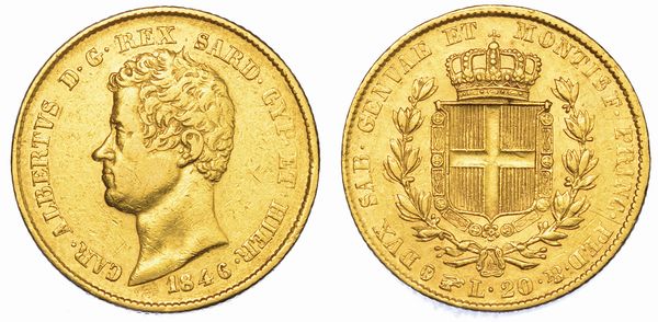 REGNO DI SARDEGNA. CARLO ALBERTO DI SAVOIA, 1831-1849. 20 Lire 1846. Torino.  - Asta Numismatica - Associazione Nazionale - Case d'Asta italiane