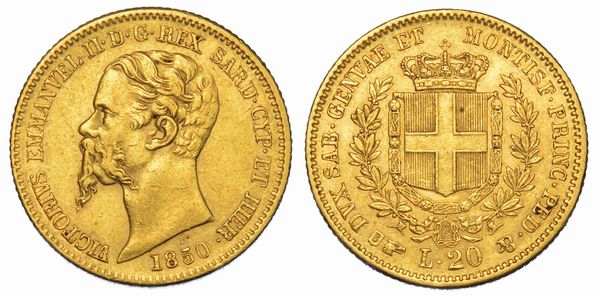 REGNO DI SARDEGNA. VITTORIO EMANUELE II DI SAVOIA, 1849-1861. 20 Lire 1850. Torino.  - Asta Numismatica - Associazione Nazionale - Case d'Asta italiane