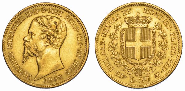 REGNO DI SARDEGNA. VITTORIO EMANUELE II DI SAVOIA, 1849-1861. 20 Lire 1852. Torino.  - Asta Numismatica - Associazione Nazionale - Case d'Asta italiane